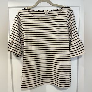 Jcrew Factory Striped Ruffle Sleeve Top